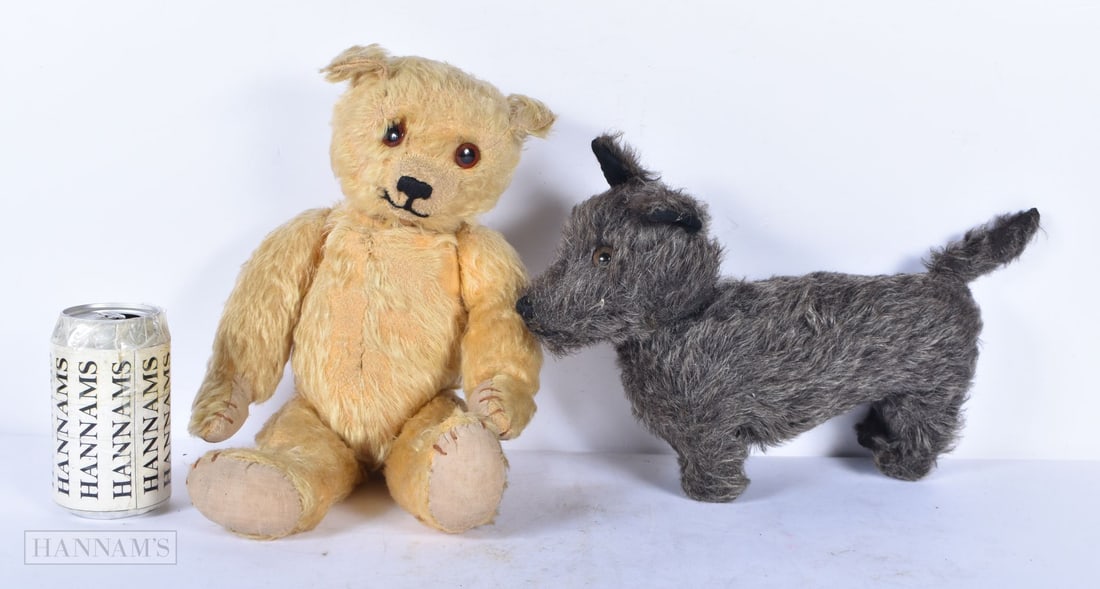 An early 20th Century Chad valley dog together with an vintage teddy bear 40 cm (1 of 2)