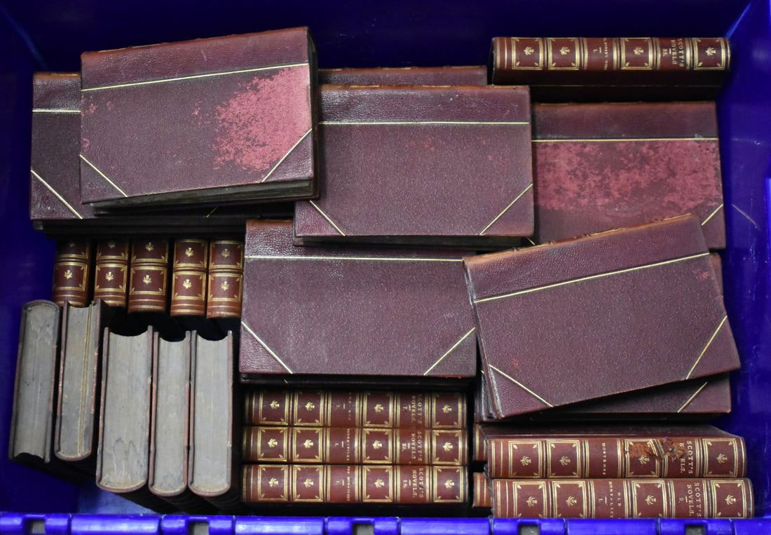 Scott's Novels, 50 Volumes, Moroccan gilt tooled leather bindings, Edinburgh Charles & Adam Black. ( (1 of 5)
