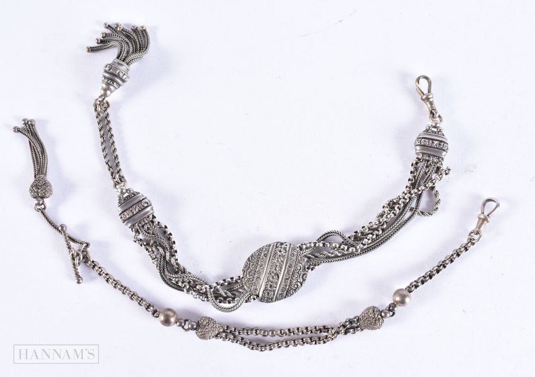 TWO CONTINENTAL EASTERN WHITE METAL CHAINS. 35 grams. (2) (1 of 7)