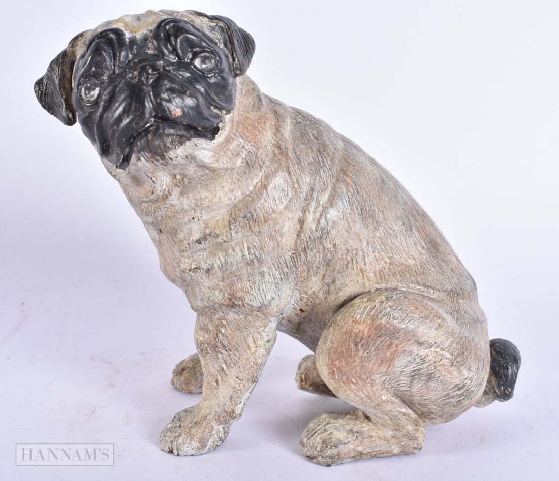 A LARGE AUSTRIAN COLD PAINTED BRONZE FIGURE OF A SEATED DOG. 16 cm x 12 cm. (1 of 5)