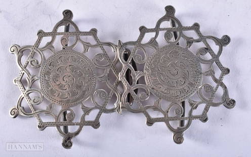 Antique Edwardian 1907 Birmingham Sterling Silver Ladies Vanity Belt Buckle 23g. 4.5 cm wide.: Antique Edwardian 1907 Birmingham Sterling Silver Ladies Vanity Belt Buckle 23g. 4.5 cm wide.