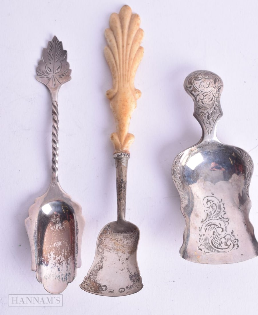 THREE ANTIQUE SILVER SPOONS. 38 grams. Largest 14.5 cm long. (3) (1 of 3)