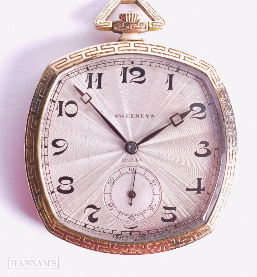 A LOVELY ART DECO ROLEX POCKET WATCH. Running. 4.5 cm wide. (1 of 4)