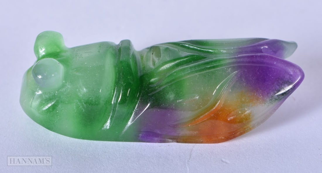 A carved Jade Cicada fly 4.7 x 2cm, wgt 17g (1 of 3)