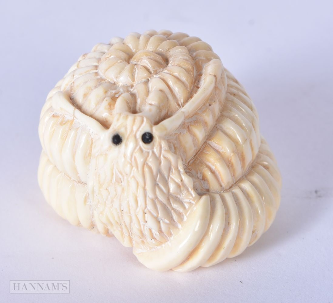 A Japanese carved bone netsuke in the form of a centipede 2.6 x 3.4cm, wgt 37g: A Japanese carved bone netsuke in the form of a centipede 2.6 x 3.4cm, wgt 37g