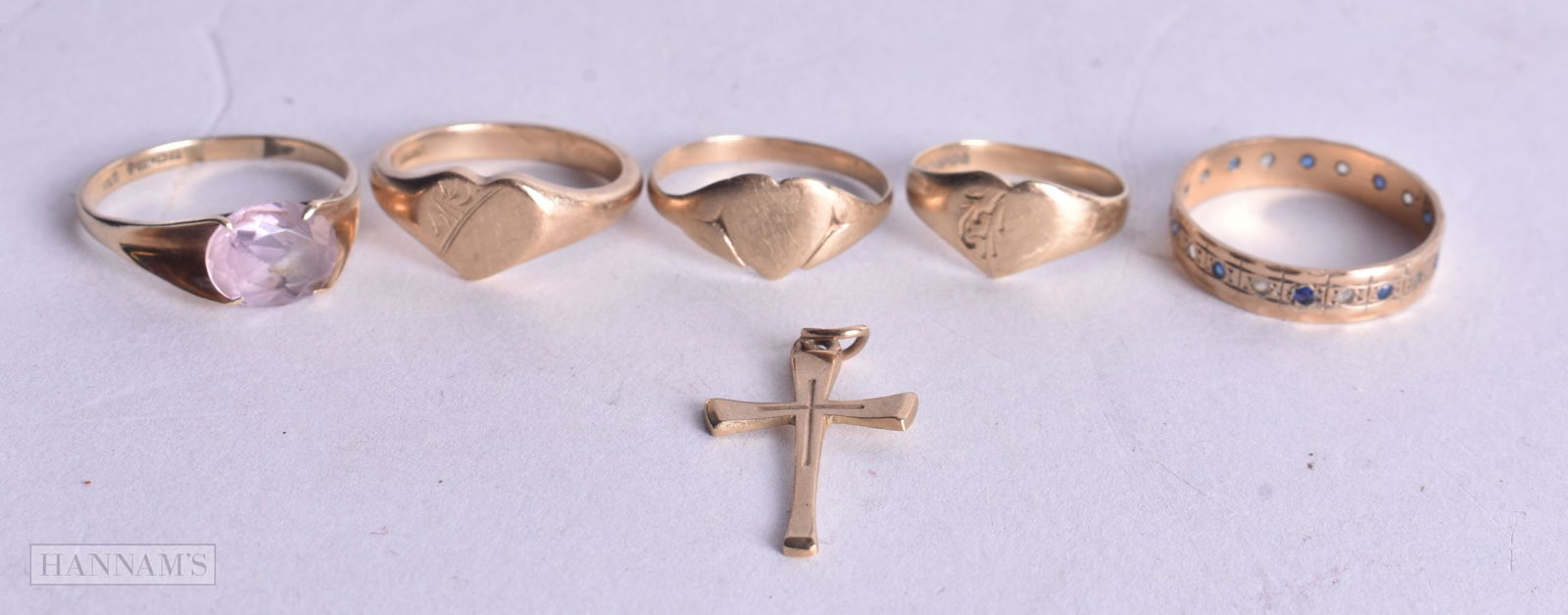 9CT GOLD RINGS and a 9ct gold pendant. 13.4 grams. (qty) (1 of 10)