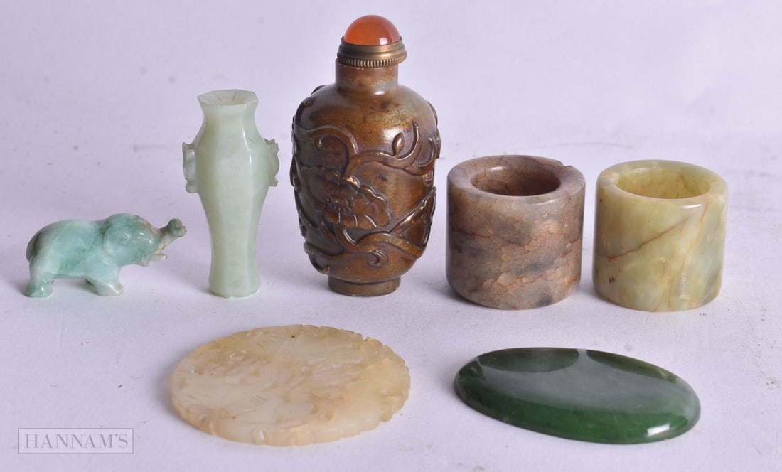 ASSORTED CHINESE JADE AND JADEITE. (qty) (1 of 6)