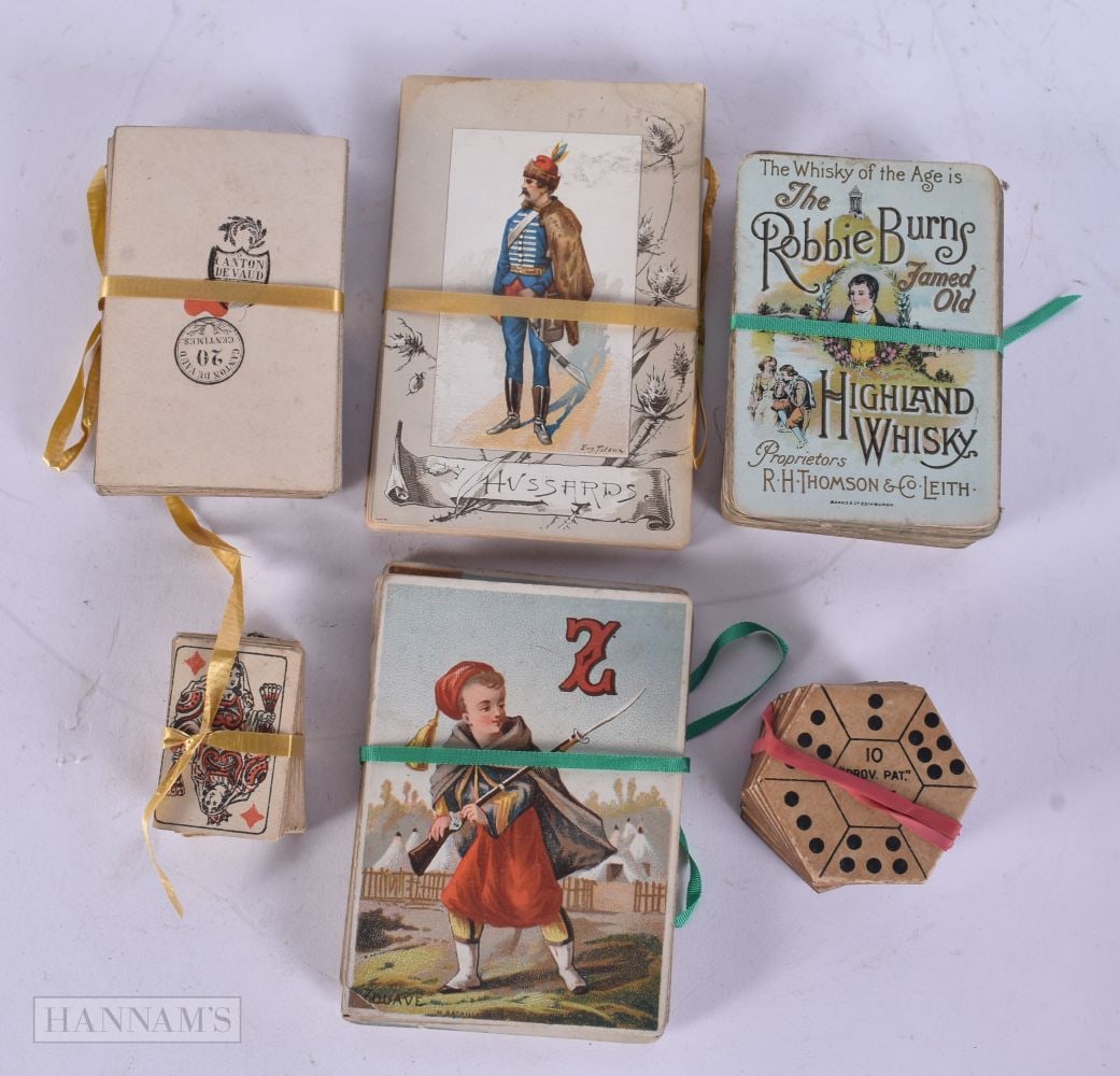 FIVE PART SETS OF VINTAGE PLAYING CARDS and a set of miniature cards, including Devaud. (qty) (1 of 7)