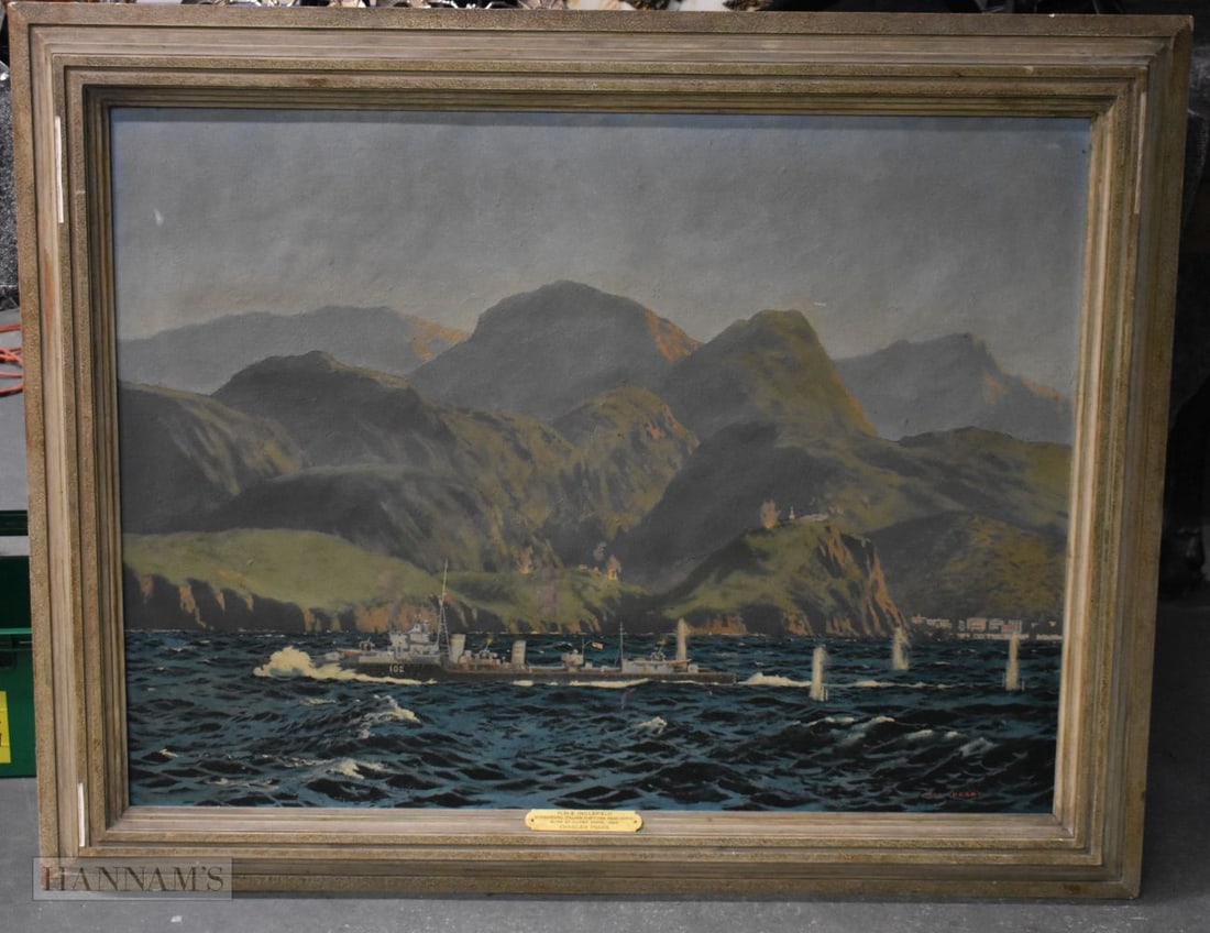 Charles Pears (1873-1958) Oil on canvas, Maritime Interest, HMS Inglefield. 120 cm x 98 cm.: Charles Pears (1873-1958) Oil on canvas, Maritime Interest, HMS Inglefield. 120 cm x 98 cm.