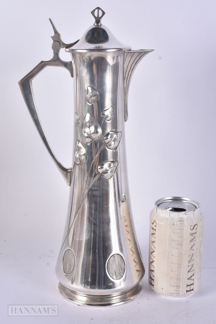 A LARGE ART NOUVEAU WMF CLARET JUG. 35 cm high. (1 of 8)