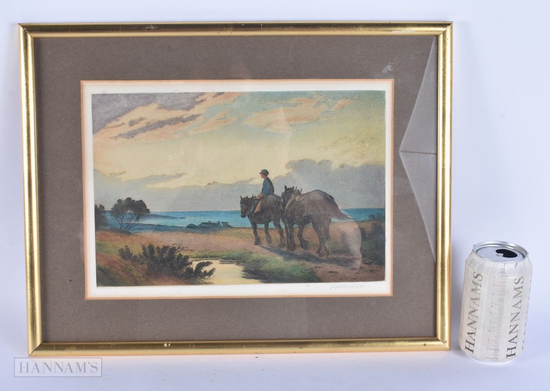 Joseph Kirkpatrick (1872-1930) Engraving, Signed in pencil, Coastal scene. 44 cm x 34 cm. (1 of 6)