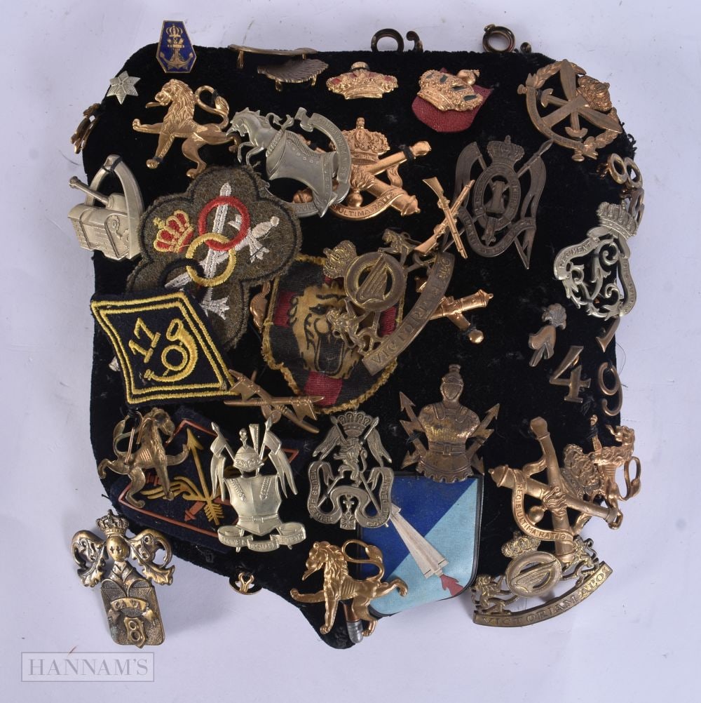 AN UNUSUAL MILITARY BADGE COLLECTION. 24 cm x 20 cm. (1 of 7)