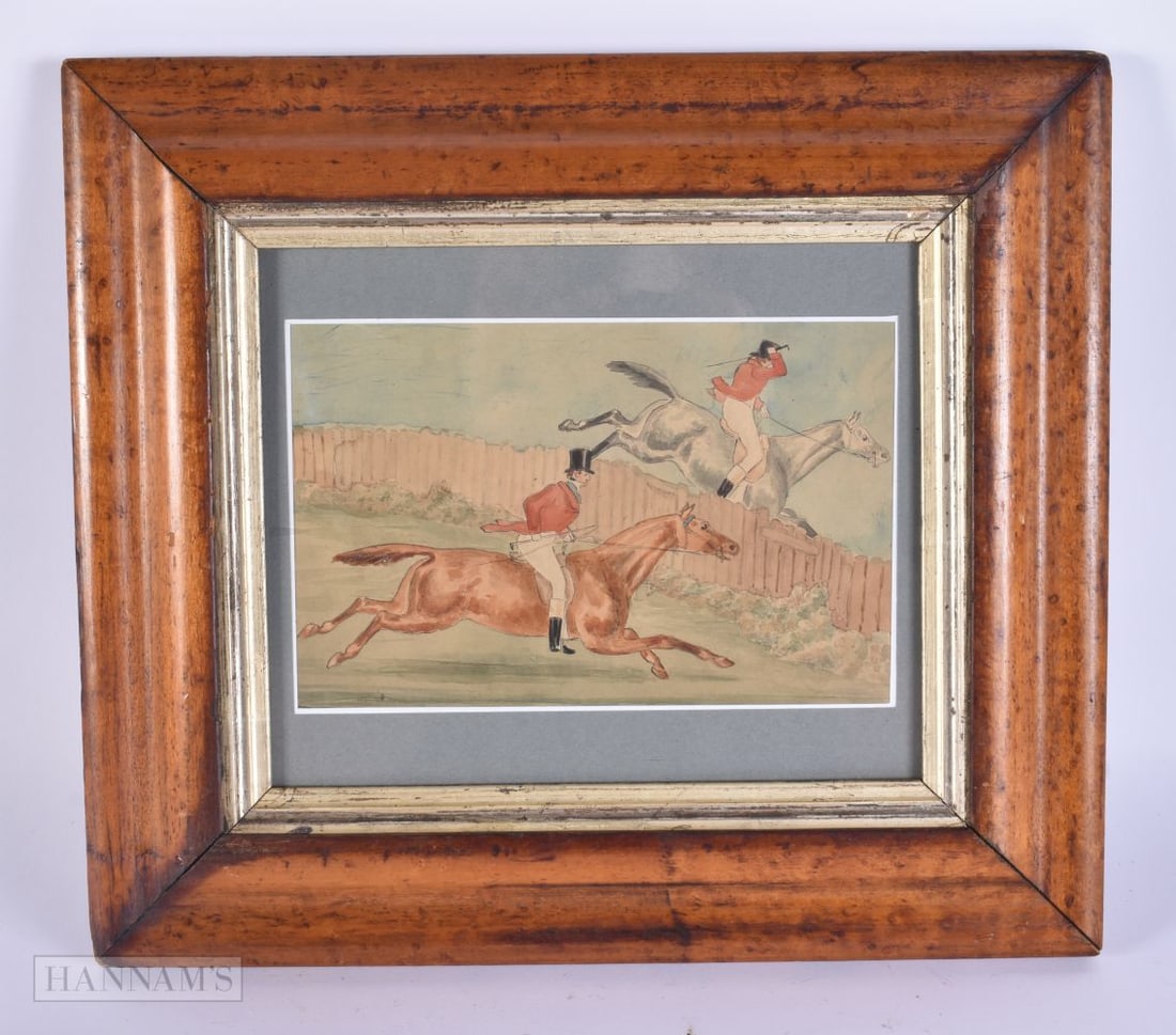 English School (19th Century) Watercolour, Fox hunting scene. 30 cm x 30 cm. (1 of 3)