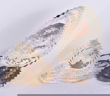 TWO 19TH CENTURY CONTINENTAL GRAND TOUR SHELL CAMEOS. Largest 27cm x 14cm. (2): TWO 19TH CENTURY CONTINENTAL GRAND TOUR SHELL CAMEOS. Largest 27cm x 14cm. (2)