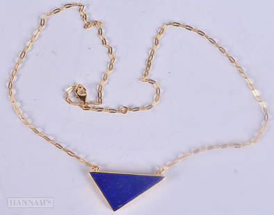 A SILVER GILT AND LAPIS NECKLACE. 6.3 grams. 49 cm long.: A SILVER GILT AND LAPIS NECKLACE. 6.3 grams. 49 cm long.