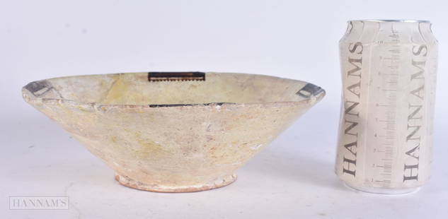A 14TH/15TH CENTURY PERSIAN ISLAMIC NISHAPUR POTTERY BOWL. 22 cm wide.: A 14TH/15TH CENTURY PERSIAN ISLAMIC NISHAPUR POTTERY BOWL. 22 cm wide.