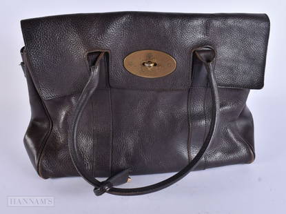 MULBERRY Vintage Bayswater Dark Brown Soft Leather Tote Handbag W/Brass Hardware: MULBERRY Vintage Bayswater Dark Brown Soft Leather Tote Handbag W/Brass Hardware