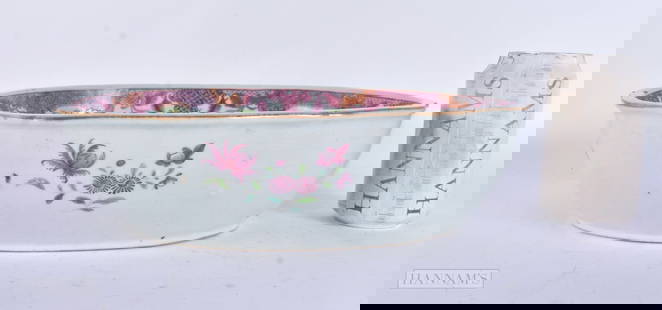 A LARGE 18TH CENTURY CHINESE EXPORT FAMILLE ROSE PORCELAIN BOWL Qianlong. 30 cm x 24 cm.: A LARGE 18TH CENTURY CHINESE EXPORT FAMILLE ROSE PORCELAIN BOWL Qianlong. 30 cm x 24 cm.