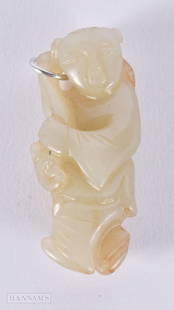 A CHINESE QING DYNASTY CARVED JADE BOY. 4.5 cm long.: A CHINESE QING DYNASTY CARVED JADE BOY. 4.5 cm long.