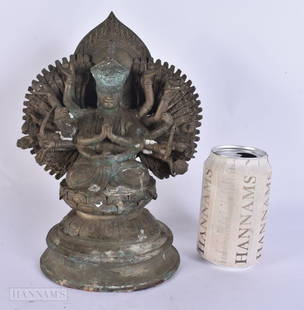 A CHINESE TIBETAN BRONZE FIGURE OF A BUDDHA. 27 cm x 15 cm.: A CHINESE TIBETAN BRONZE FIGURE OF A BUDDHA. 27 cm x 15 cm.