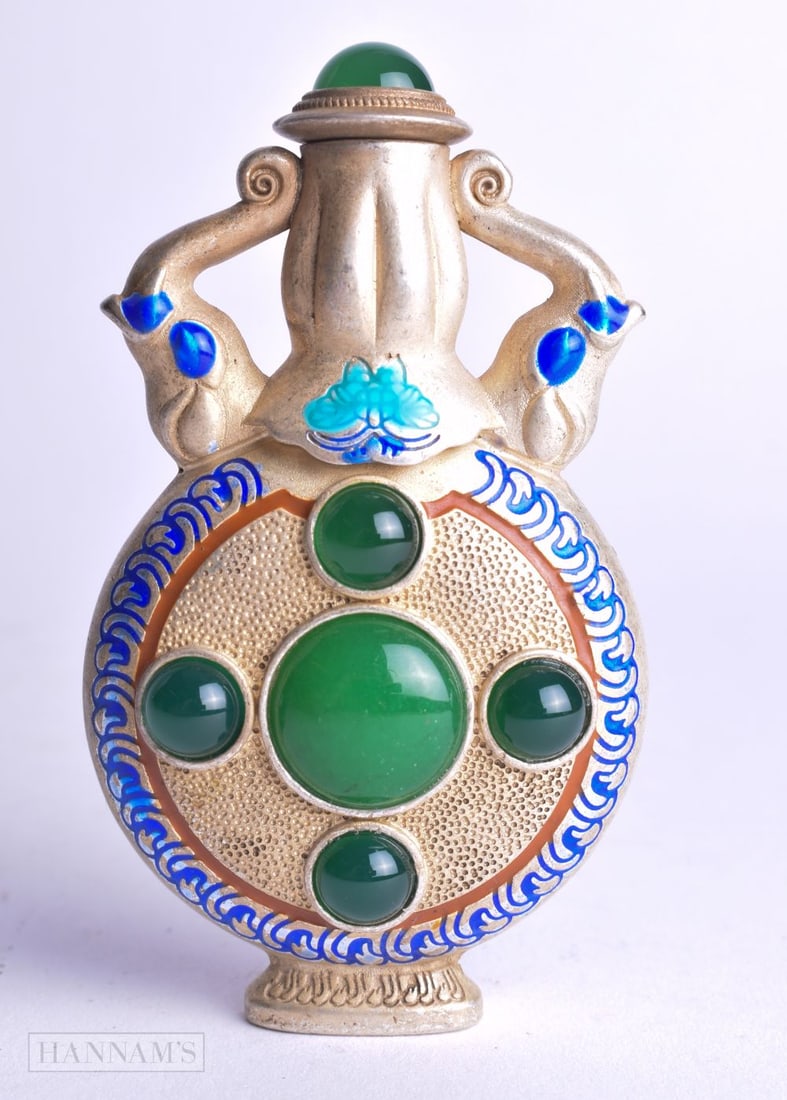 A CHINESE WHITE METAL SNUFF BOTTLE. 81.2 grams. 8 cm. 4.5 cm. (1 of 5)