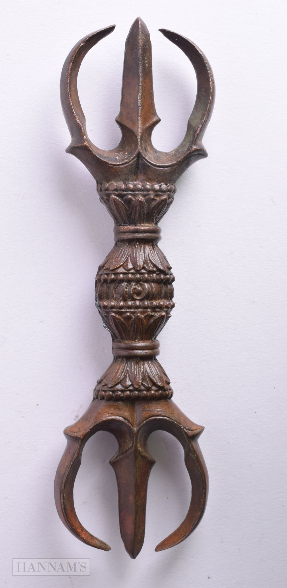 A TIBETAN BRONZE PHURBA. 206.5 grams. 15 cm long. (1 of 3)