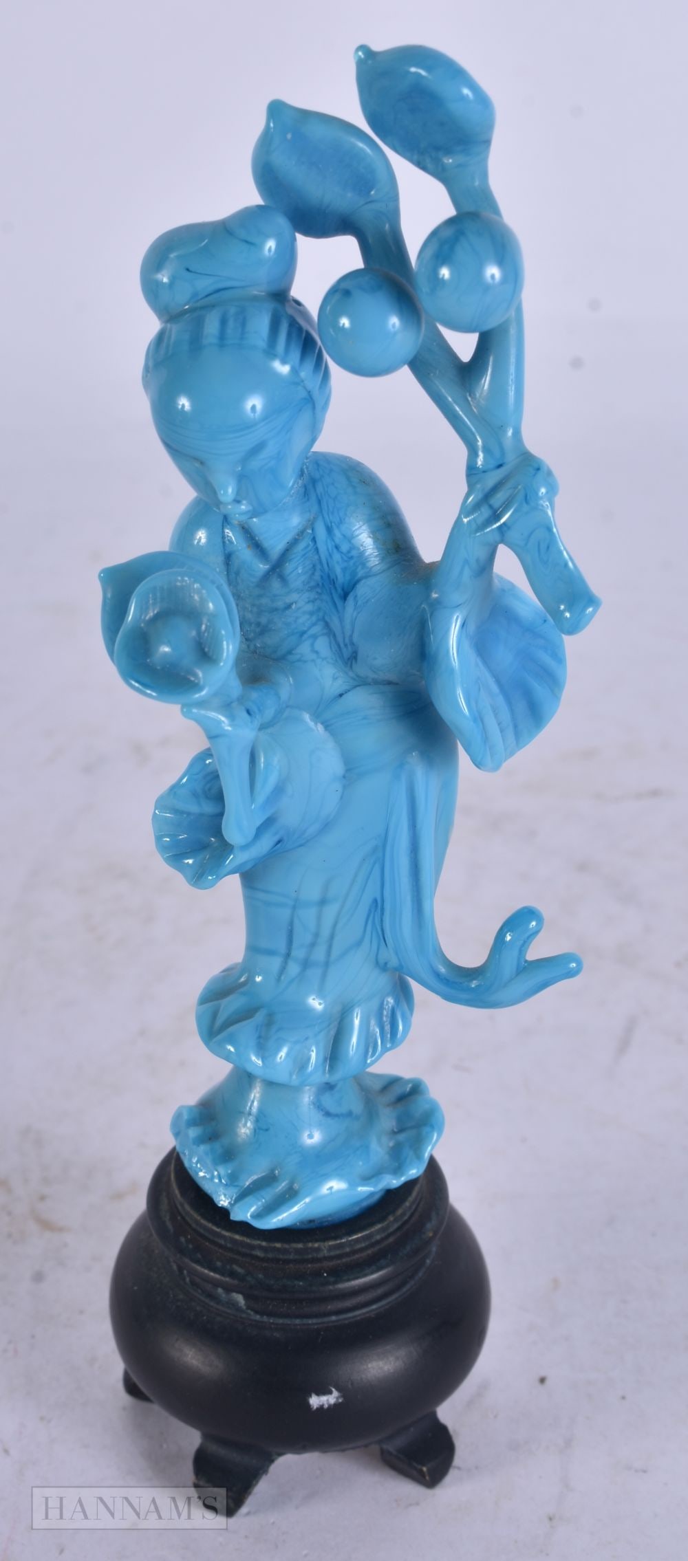 A CHINESE PEKING GLASS FIGURE OF A FEMALE. 15 cm high.: A CHINESE PEKING GLASS FIGURE OF A FEMALE. 15 cm high.