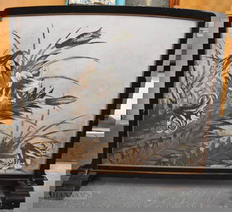 A LARGE EARLY 20TH CENTURY JAPANESE MEIJI PERIOD LACQUERED SCREEN by Jyukou, decorated in relief wit: A LARGE EARLY 20TH CENTURY JAPANESE MEIJI PERIOD LACQUERED SCREEN by Jyukou, decorated in relief with foliage and vines. 102 cm x 108 cm.