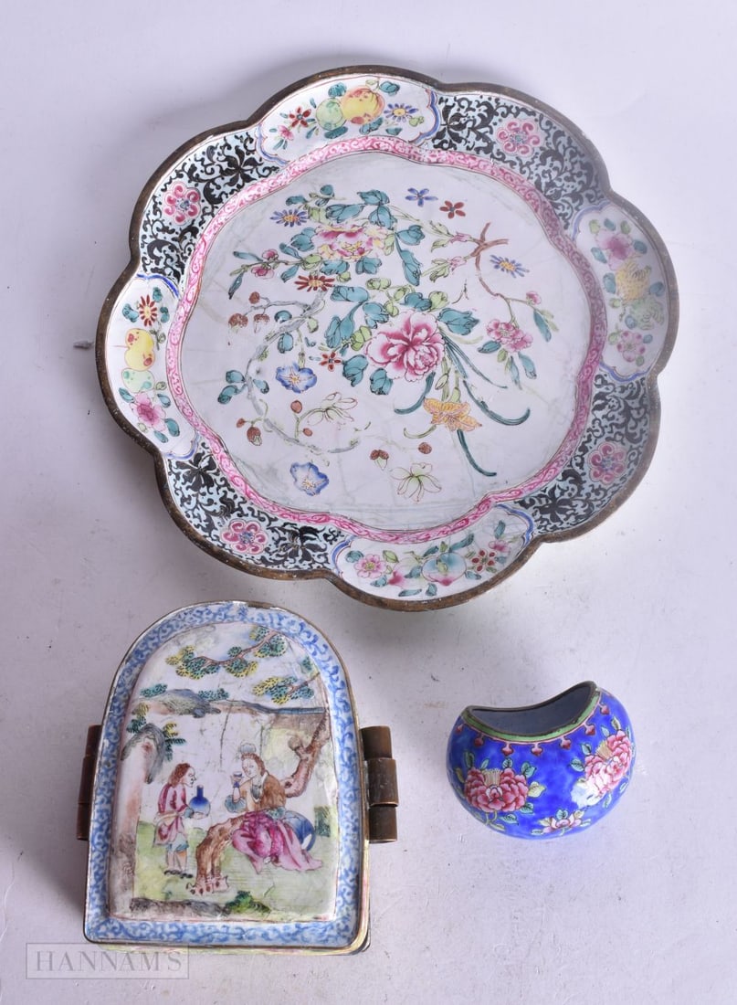 A VERY RARE 18TH CENTURY CHINESE CANTON ENAMEL TRAVELLING BUDDHIST SHRINE Qianlong, together with a (1 of 2)