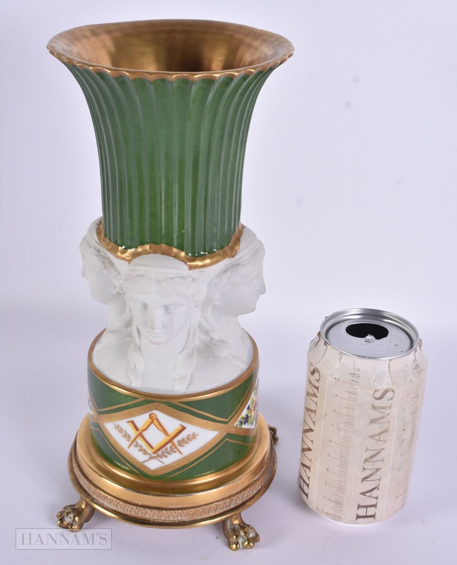 AN UNUSUAL 19TH CENTURY FRENCH PARIS PORCELAIN EMPIRE VASE with bisque porcelain portrait mounts, mo (1 of 4)