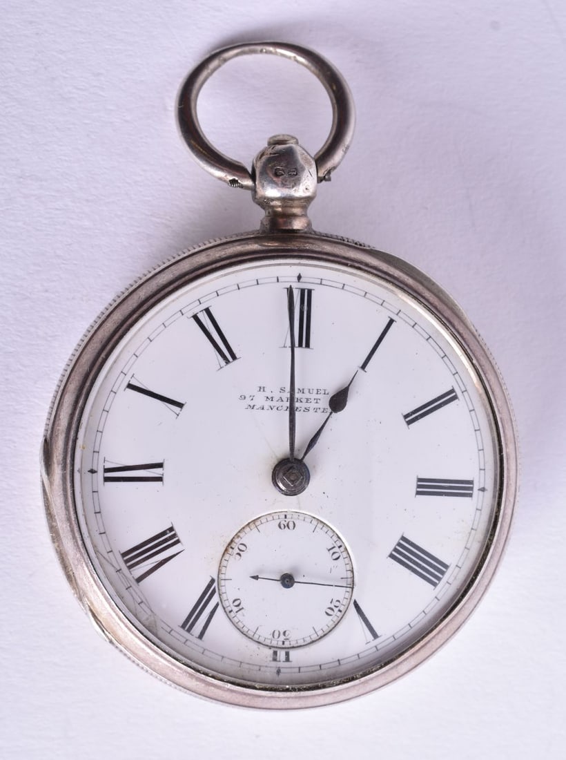 A FUSEE MOVEMENT VICTORIAN SILVER GENTS POCKET WATCH, London 1890, working, 123g (1 of 5)