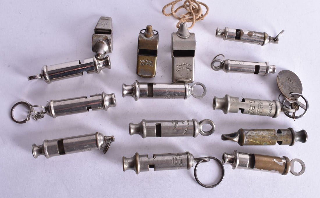 Fourteen Assorted Whistles incl, ARP, GPO, MOD, Boy Scout etc (14) (1 of 4)