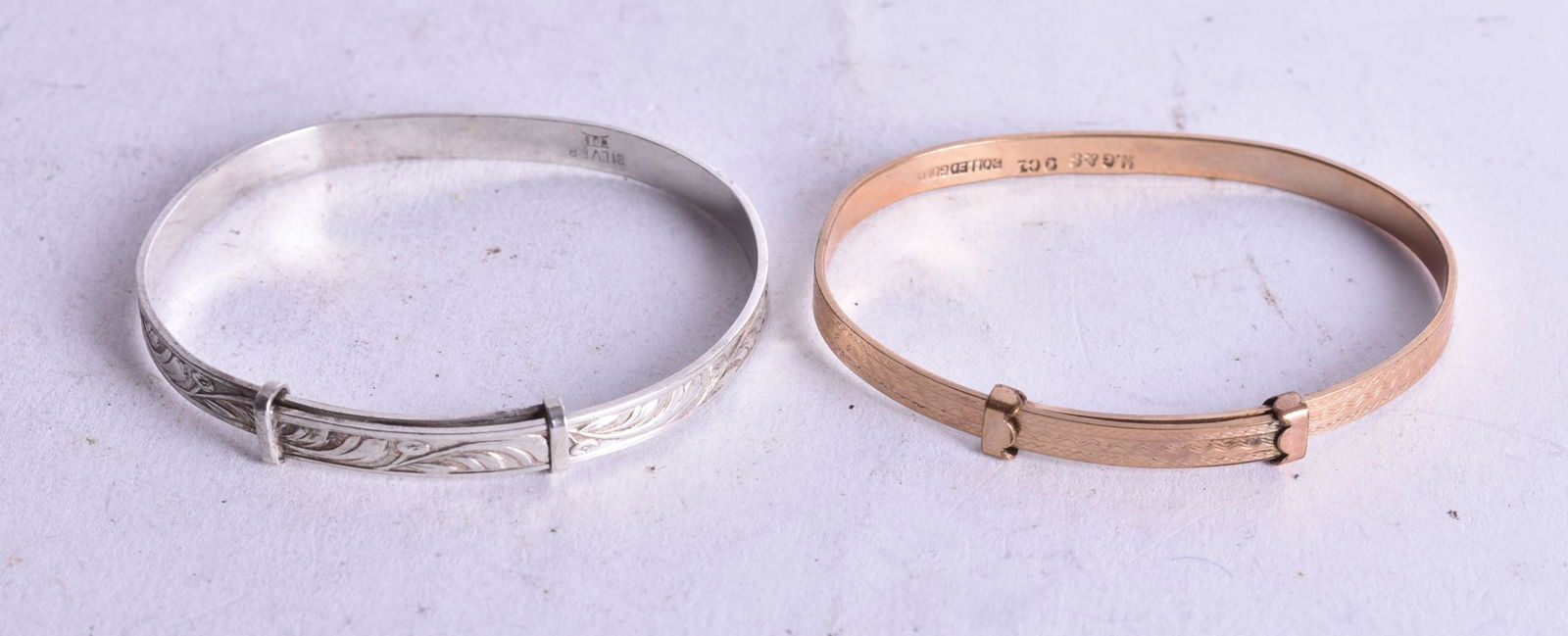 TWO ANTIQUE CHILDS BANGLES. 10.2 grams. 4.75 cm x 3.75 cm. (2): TWO ANTIQUE CHILDS BANGLES. 10.2 grams. 4.75 cm x 3.75 cm. (2)