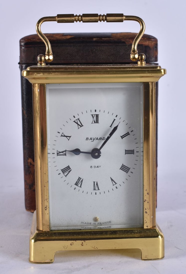 A BOXED BAYARD CARRIAGE CLOCK. 15 cm high inc handle.: A BOXED BAYARD CARRIAGE CLOCK. 15 cm high inc handle.