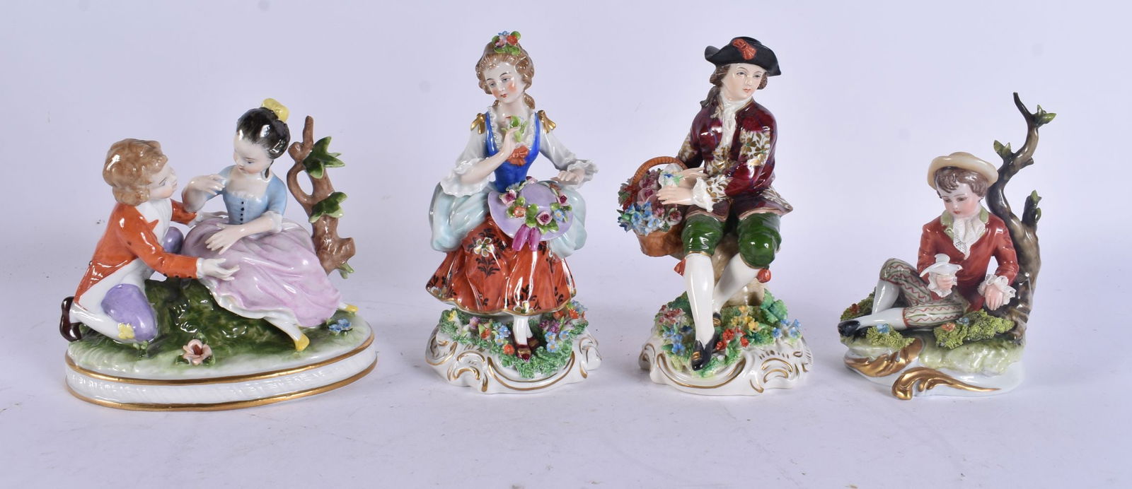 ASSORTED CONTINENTAL PORCELAIN FIGURES. Largest 13 cm wide. (4) (1 of 7)