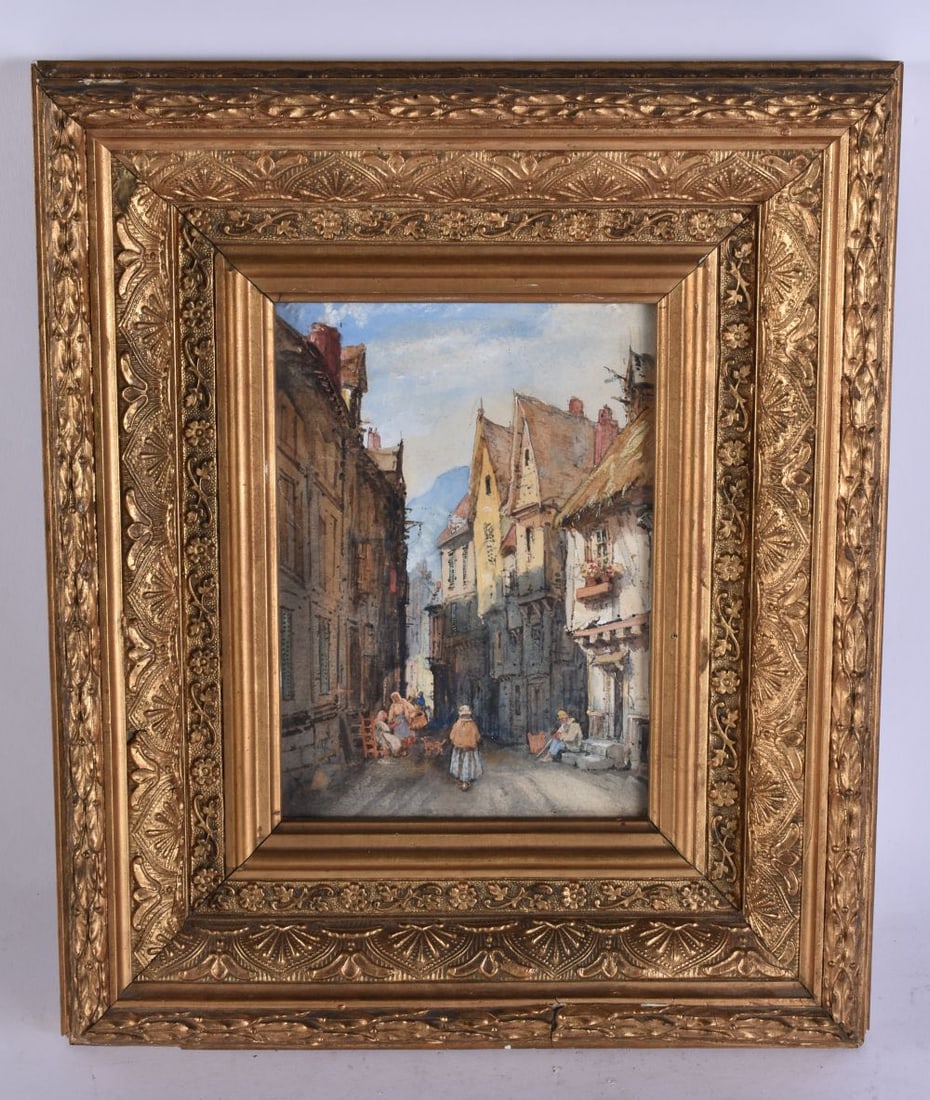 Continental School (19th Century) Watercolour, Street scene. 30 cm x 24 cm. (1 of 6)
