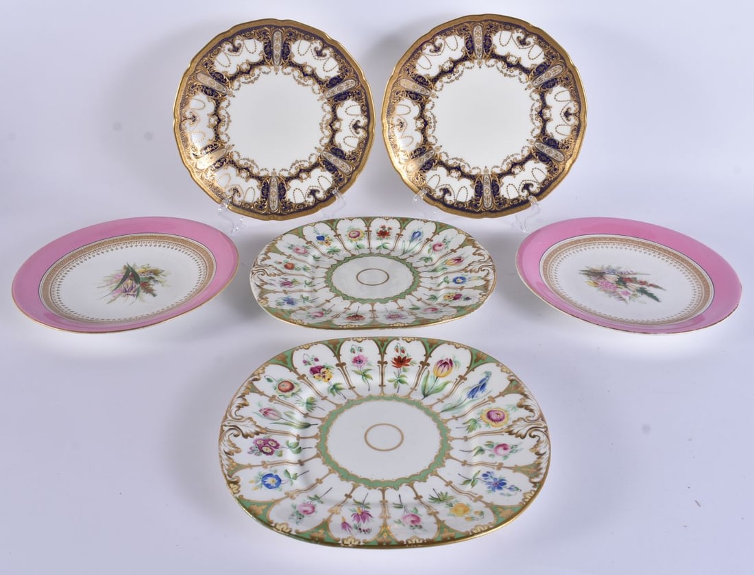 ASSORTED ENGLISH PORCELAIN PLATES. 24 cm wide. (6) (1 of 7)