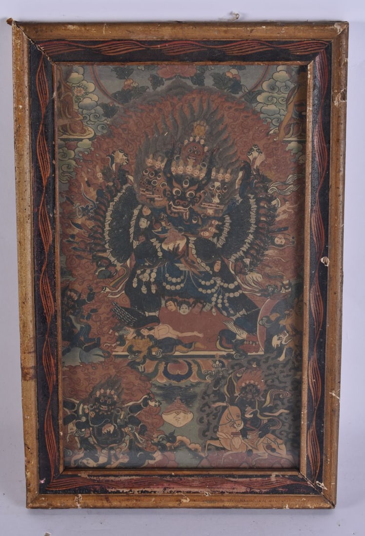 A TIBETAN THANGKA PRINT. 27 cm x 15 cm.: A TIBETAN THANGKA PRINT. 27 cm x 15 cm.