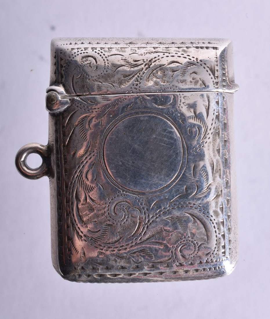 An Edwardian Silver Vesta Case with Chased Decoration. Hallmarked Birmingham 1910 by Henry Williamso (1 of 3)