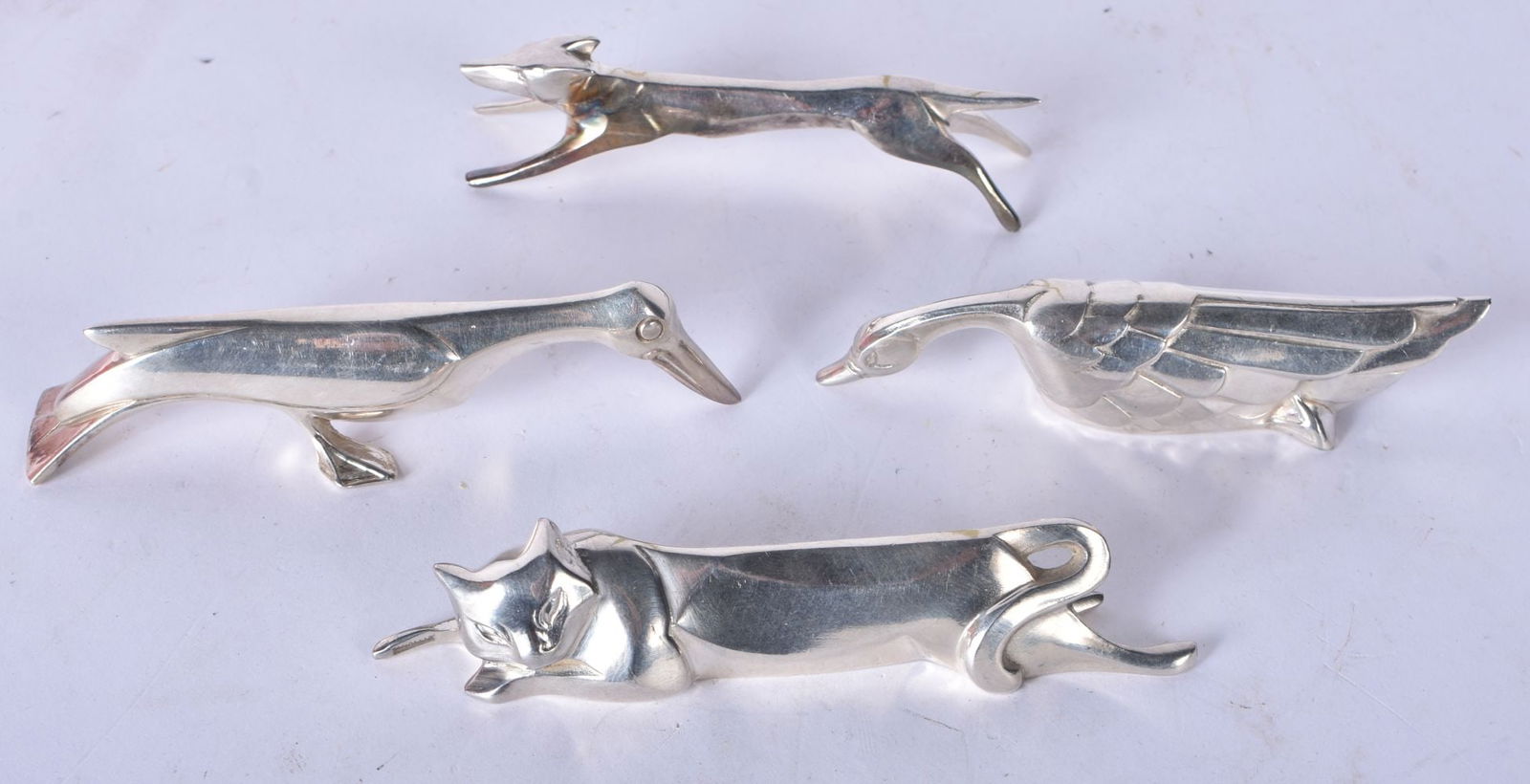 Four Silver-Plated Gallia Knife Rests in Animal Form. Largest 10.7cm x 1.9cm x 2.2cm, total weight 2 (1 of 3)