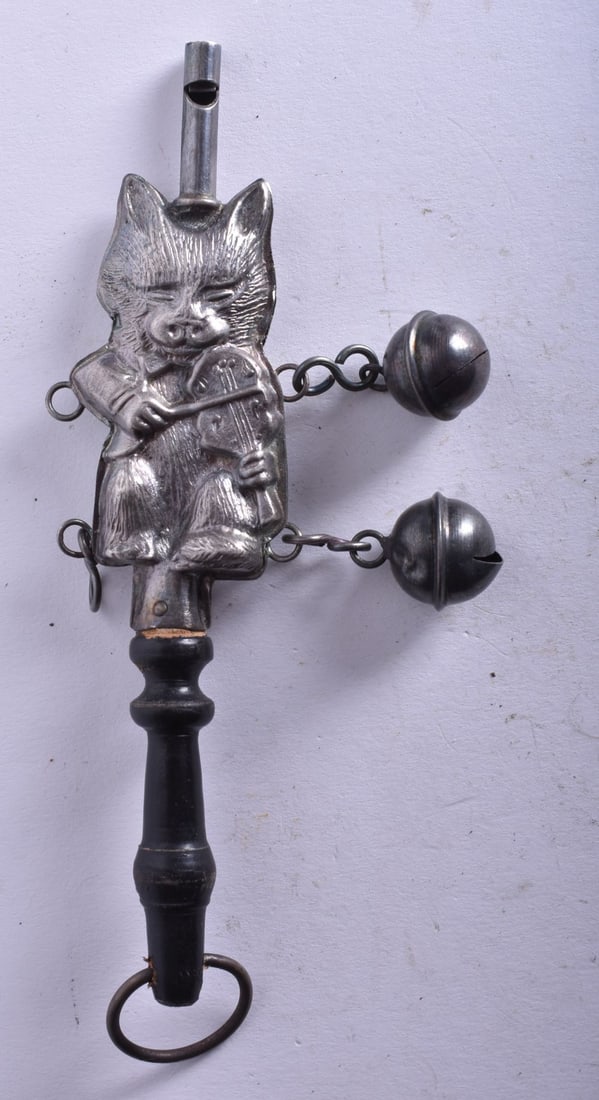 A Cat and Fiddle Rattle and Whistle. 14.5cm x 4cm, weight 32g: A Cat and Fiddle Rattle and Whistle. 14.5cm x 4cm, weight 32g