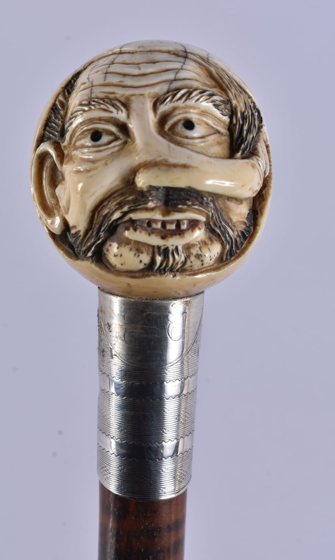 A RARE 19TH CENTURY JAPANESE MEIJI PERIOD EROTIC PHALLUS NOSE WALKING CANE. 80 cm long.: A RARE 19TH CENTURY JAPANESE MEIJI PERIOD EROTIC PHALLUS NOSE WALKING CANE. 80 cm long.