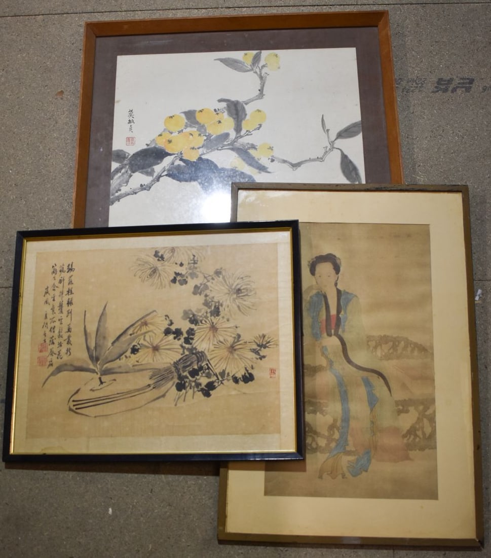 THREE EARLY 20TH CENTURY CHINESE PAINTINGS. (3) (1 of 12)