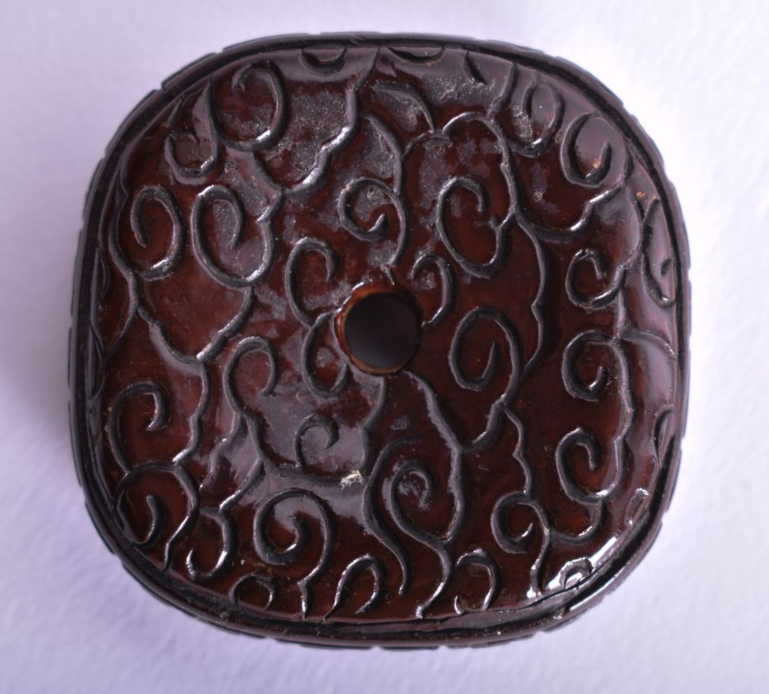 A 19TH CENTURY JAPANESE MEIJI PERIOD CARVED STONE NETSUKE. 26.5 grams. 4.25 cm x 1.25 cm. (1 of 2)