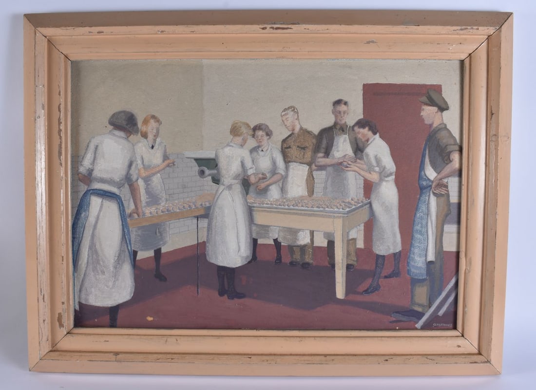 Elsie Gladstanes (1891-1982) Oil on board, Fifteen hundred fishcakes. 72 cm x 52 cm. (1 of 7)