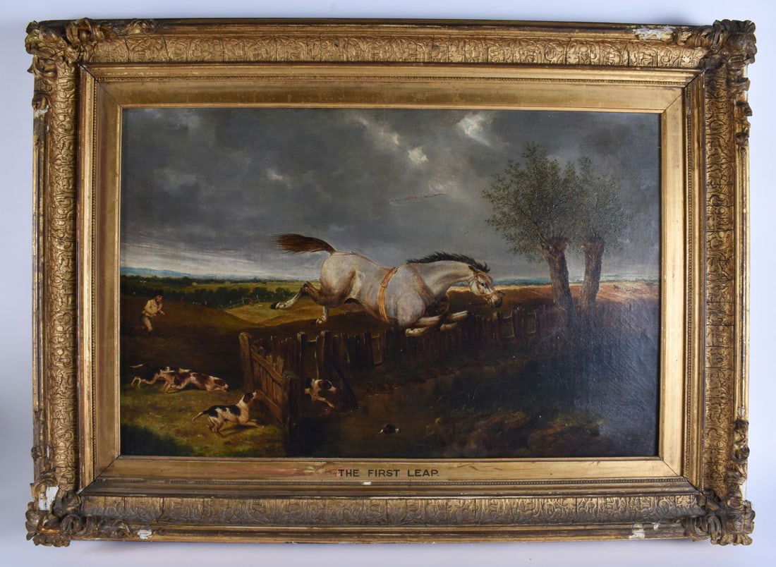 English School (19th Century) Pair, Oil on canvas, Equestrian interest, First & Last leap. 84 cm x 5 (1 of 13)