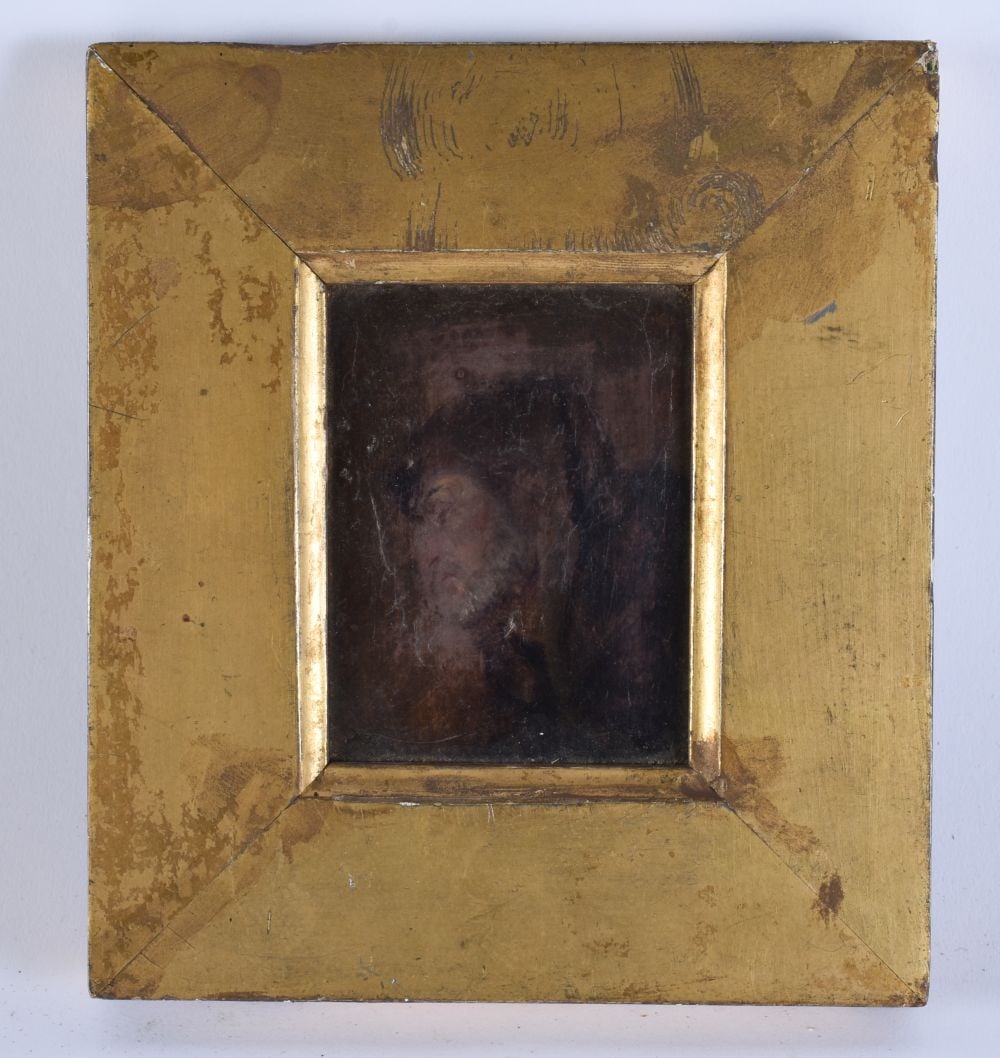 European School (18th/19th Century) Oil on card, Saint. 17.5 cm x 15.5 cm.: European School (18th/19th Century) Oil on card, Saint. 17.5 cm x 15.5 cm.