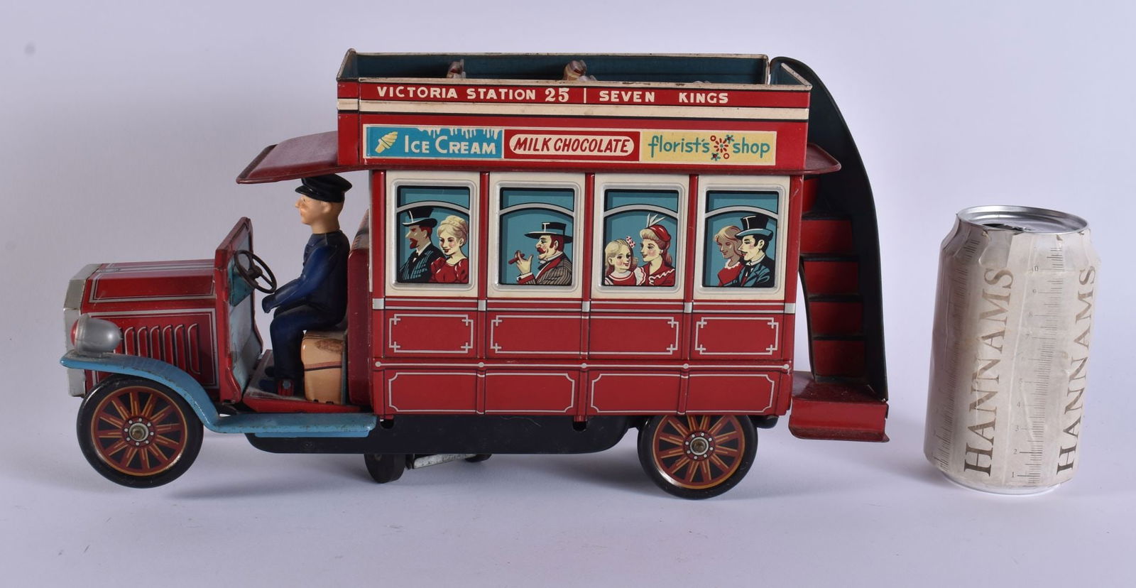 A JAPANESE TINPLATE TOY BUS. 32 cm x 18 cm. (1 of 7)