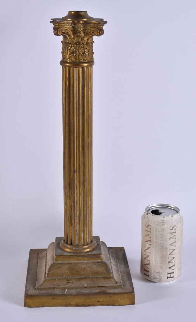 AN ANTIQUE COUNTRY HOUSE CORINTHIAN COLUMN LAMP BASE. 40 cm high. (1 of 4)