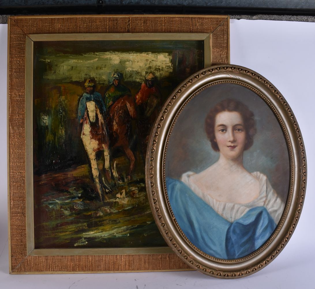 TWO OIL PAINTINGS. Largest 72 cm x 56 cm. (2) (1 of 8)